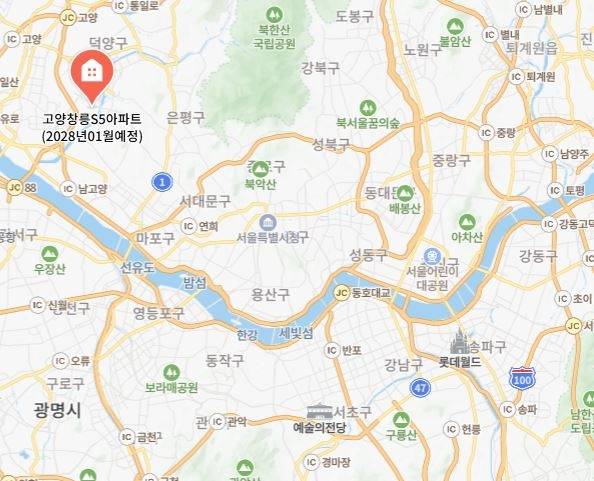 21일까지 본청약을 진행하는 고양창릉지구 공공분양 A4, S5, S6 블록의 위치. [네이버 지도]