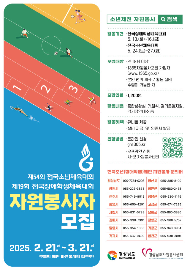 전국소년(장애학생)체전 자원봉사자 모집 포스터. 사진 제공=경남도