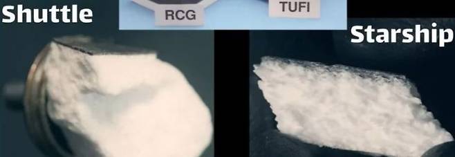 미 항공우주국(NASA) 우주 왕복선 시절의 방열판(왼쪽)과 스페이스X의 방열판. 해커데이 홈페이지 갈무리.