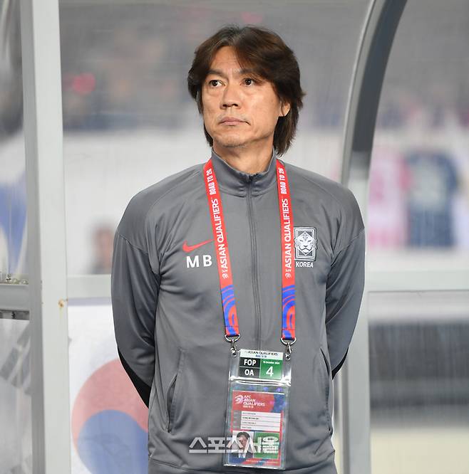 홍명보 감독이 15일 용인 미르스타디움에서 열린 2026 FIFA 북중미 월드컵 아시아 3차 예선 이라크와 경기에서 2024. 10. 15. 용인 | 최승섭기자 thunder@sportsseoul.com
