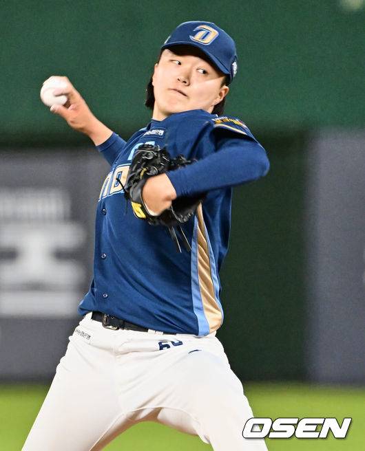 [OSEN=부산, 이석우 기자] 25일 부산 사직구장에서 2023 신한은행 SOL KBO리그 롯데 자이언츠와 NC 다이노스의 경기가 열렸다. NC 다이노스 임지민이 역투하고 있다. 2023.05.25 / foto0307@osen.co.kr
