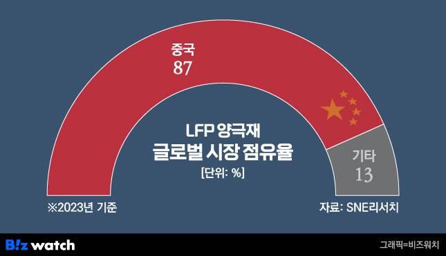 LFP 양극재 글로벌 시장 점유율./그래픽=비즈워치
