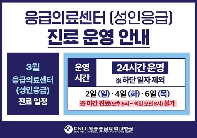 세종충남대병원 응급실 운영 공지문. (세종충남대병원 제공. 재판매 및 DB 금지)