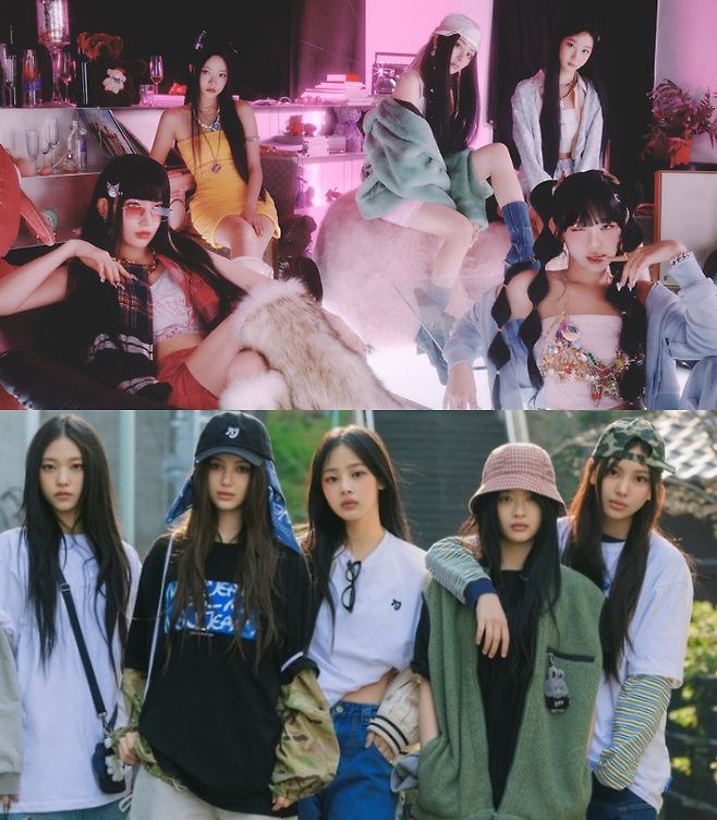 르세라핌(위)과 뉴진스. 사진 | 쏘스뮤직, 어도어