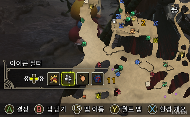 ▲ 맵을 열고 아이콘 필터를 클릭