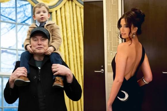 일론 머스크가 지난달 11일(현지시간) 미국 워싱턴DC 백악관 대통령 집무실에서 4살 아들 ‘엑스’를 목말 태운 모습(사진 왼쪽)과 머스크의 13번째 자녀를 낳았다고 주장한 인플루언서 애슐리 세인트 클레어. AFP연합뉴스·세인트 클레어 엑스 캡처