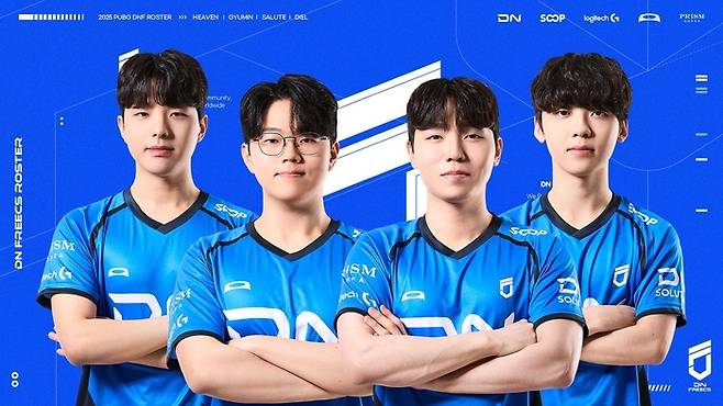 2025년 DN 프릭스 배틀그라운드팀의 ‘디엘’ 김진현, ‘살루트’ 우제현, ‘헤븐’ 김태성, ‘규민’ 심규민. 출처 | DN 프릭스 SNS