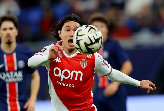 Soccer Football - Trophee des Champions - Final - Paris St Germain v AS Monaco - Stadium 974, Doha, Qatar - January 5, 2025 AS Monaco's Takumi Minamino in action REUTERS/Ibraheem Al Omari
<저작권자(c) 연합뉴스, 무단 전재-재배포, AI 학습 및 활용 금지>