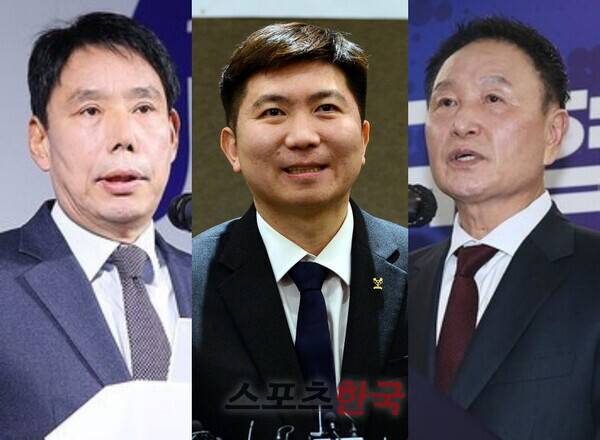 왼쪽부터 신문선, 유승민 신임 대한체육회장, 허정무. ⓒ연합뉴스, 스포츠코리아