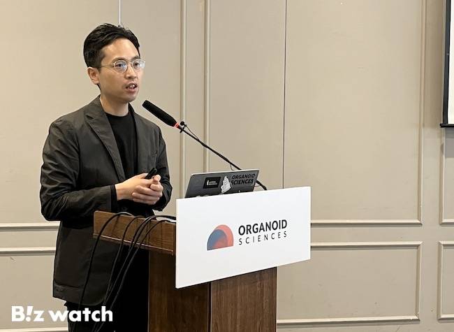 유종만 오가노이드사이언스 대표가 6일 서울 여의도 CCMM빌딩에서 열린 IPO 간담회에서 회사를 소개하고 있다./사진=김윤화 기자 kyh94@