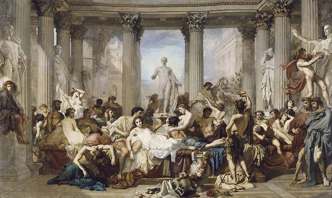 토마 쿠튀르, Romans during the Decadence, 1847, 캔버스에 유채, 472x772cm, 오르세 미술관
