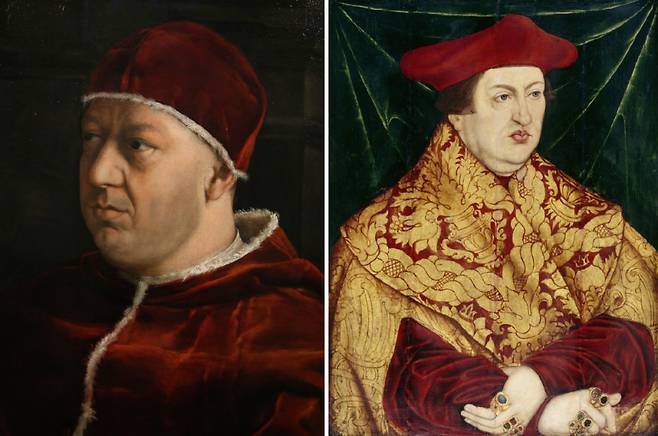 종교개혁 뇌관에 불을 붙인 교황 레오 10세(왼쪽)와 알브레히트 대주교. [위키피디아]