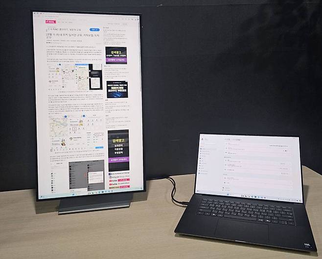 피벗 기능을 활용해 세로로 긴 콘텐츠를 편하게 볼 수 있다 / 출처=IT동아