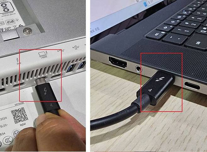 썬더볼트로 노트북을 연결하면 케이블 하나로 영상/음성/데이터/전력까지 전송 가능 / 출처=IT동아
