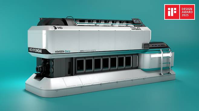 세계 3대 디자인상인 독일의 ‘iF 디자인 어워드 2025’에서 제품컨셉 부문 본상을 수상한 HD현대중공업의 힘센(HiMSEN)-Zero 엔진. [HD현대중공업 제공]