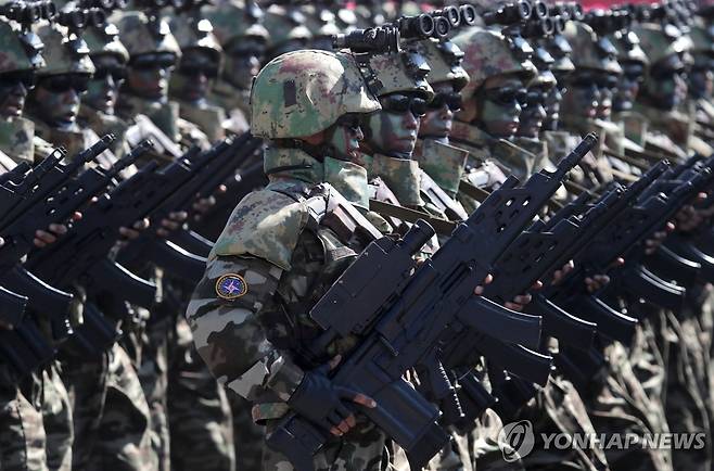 북한군 열병식 [타스 연합뉴스 자료사진. 재판매 및 DB 금지]