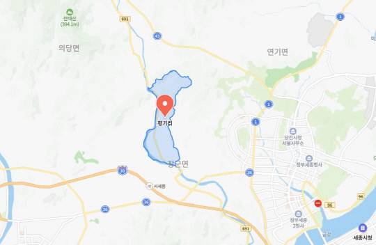 원건설은 약 3000억원을 투자해 장군면 평기리 일대 약 18만평 부지에 골프장, 컨벤션 및 숙박시설을 조성할 계획이다. 사진은 네이버 지도 화면