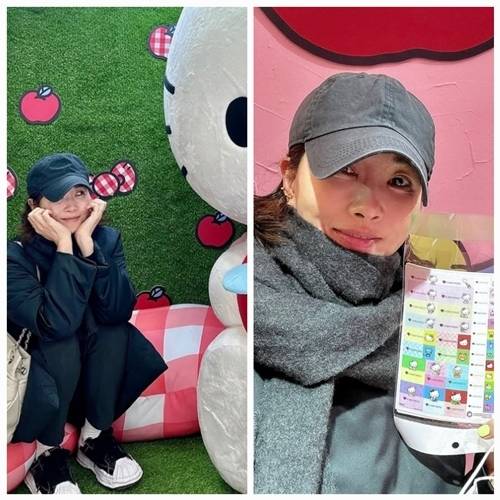 배우 김선아가 명동에서 헬로키티 덕질에 푹 빠진 모습을 공개했다. 사진=김선아 SNS