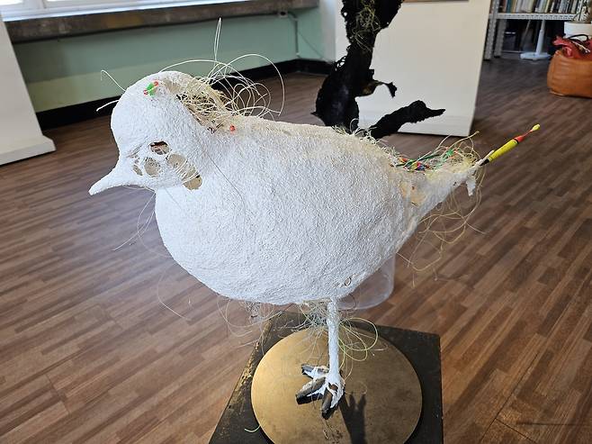 10일 서울 중구 을지공간에서 환경·생태 문제를 주제로 강원 지역의 예술가와 활동가들이 협업한 전시 ‘충돌과 얽힘(Collision & Entanglement)’. 김광우 기자.