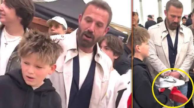 미국 배우 벤 애플렉(오른쪽)이 자기 아들 사무엘에게 고가 운동화가 갖고 싶다면 집에 있는 잔디를 모두 깎아야 한다고 말했다. (사진=gotsole 인스타그램)