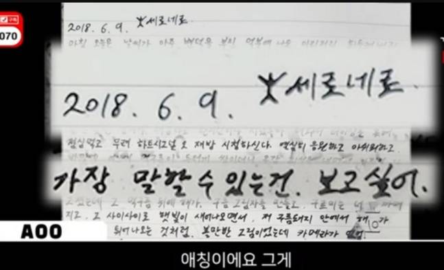 김수현, 故 김새론에게 연애편지까지... “보고싶어” (제공: 가로세로연구소 캡쳐)