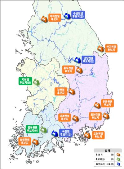 기후대응댐 14곳 위치도. 환경부 제공