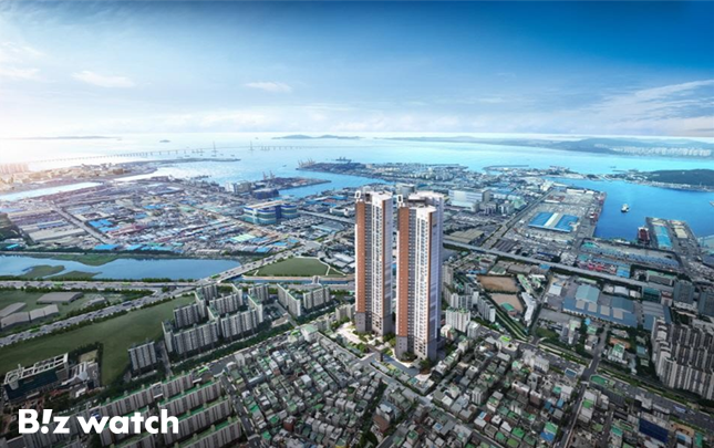 '용현 우방 아이유쉘 센트럴마린' 항공조감도/자료=대한토지신탁 제공