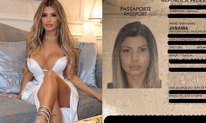 브라질 출신 모델 자나이나 프라제레스와 그의 여권 사진/뉴욕포스트