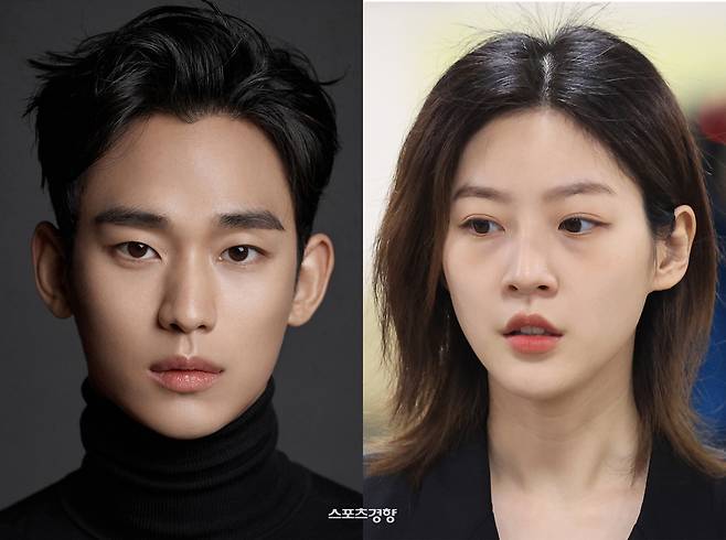 배우 김수현(왼쪽)과 고 김새론 경향신문 자료사진