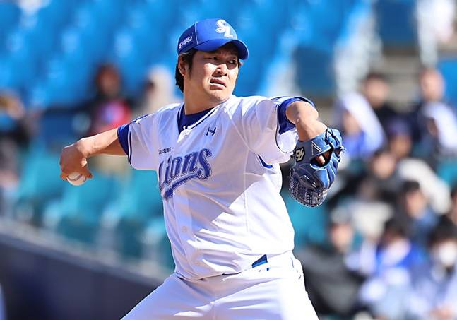 송은범. /사진=삼성 라이온즈 제공