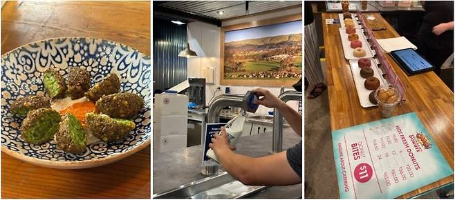 (왼쪽부터) 리얼 팔라펠, 플뢰리 밀크 컴퍼니, 오엠지 데카던트 도너츠. /사진= 강예신 기자