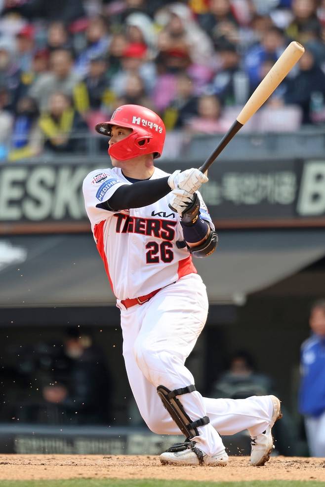 16일 오후 광주-KIA챔피언스필드에서 열린 2025 신한 SOL Bank KBO리그 삼성 라이온즈와 KIA 타이거즈의 경기, 8번타자 겸 포수로 선발 출전한 KIA 한승택이 4타수 2안타 2타점 1득점으로 활약했다. KIA 타이거즈