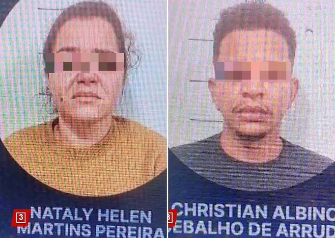 브라질에서 임신한 10대 소녀를 납치 살해 후 태아 적출까지 한 나탈리 헬렌 마르틴스 페레이라(왼쪽)와 그의 남편 크리스티안 알비노 세발류 데 아루다의 모습. /사진=뉴욕포스트 갈무리