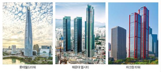 우리나라 초고층 랜드마크 1, 2, 3위. [중앙포토]
