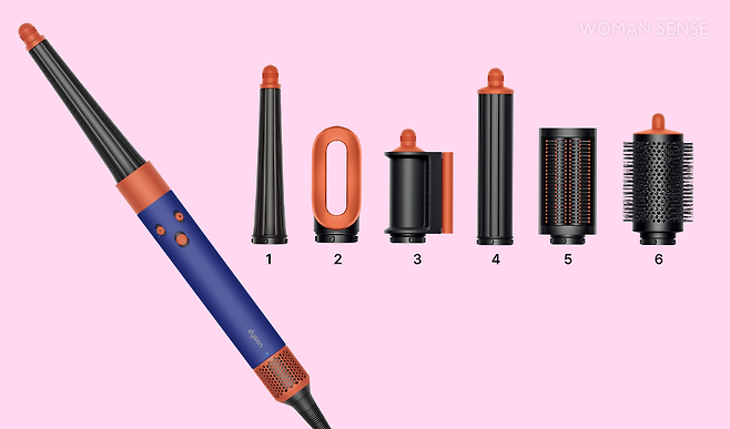 다이슨 에어랩 i.d.™ 멀티 스타일러 앤 드라이어 <다이슨 6종 툴> 1 에어랩 콘 배럴 위쪽으로 갈수록 좁아지는 형태의 배럴. 뿌리 끝까지 선명한 컬 연출을 위한 툴 2 패스트 드라이어 젖은 모발 건조를 위한 드라이어 3 드라이어＋플라이어웨이 스무더 잔머리 정리와 매끄럽고 윤기 나는 마무리를 위한 툴 4 40mm 에어랩 롱 배럴 자연스러운 컬과 웨이브 스타일링 툴 5 소프트 스무딩 브러시 얇은 모발을 위한 스트레이트 스타일링 툴 6 라지 라운드 볼륨 브러시 풍성한 볼륨과 모양을 잡아주는 툴
