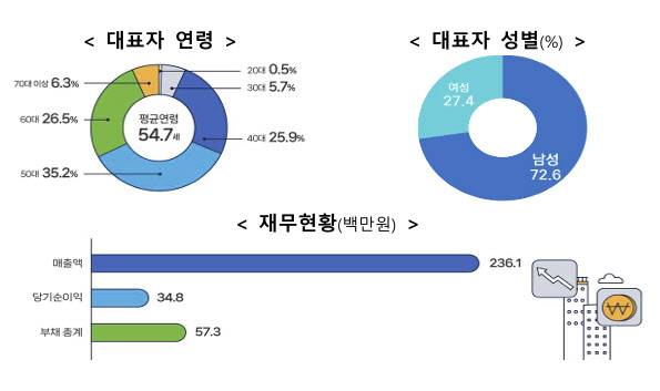 중기부의 ‘2024년 1인 창조기업 실태조사’에 따른 1인 창조기업 재무현황 및 대표자 연령, 성별.(자료=중소벤처기업부)
