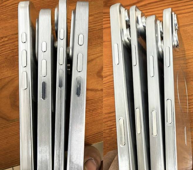 [서울=뉴시스] 아이폰17 시리즈 모형 옆면. (출처=소니 딕슨 X) 2025.03.18. photo@newsis.com *재판매 및 DB 금지