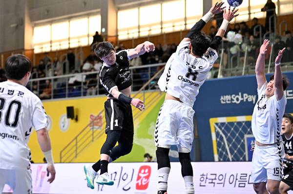 사진 신한 SOL페이 24-25 핸드볼 H리그 SK호크스와 충남도청의 경기 모습, 사진 제공=한국핸드볼연맹