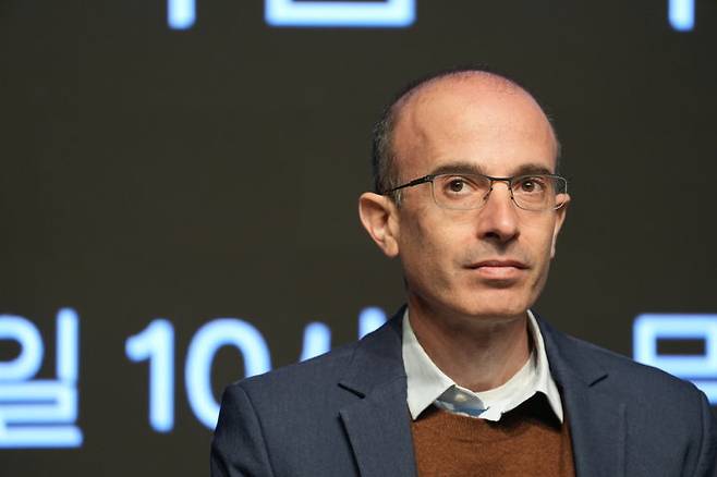 [서울=뉴시스] '사피엔스' 저자 유발 하라리 교수가 20일 서울 종로구 노무현시민센터에서 열린 방한 기념 간담회에 참석했다.(사진=김영사 제공) 2025.03.20. photo@newsis.com *재판매 및 DB 금지