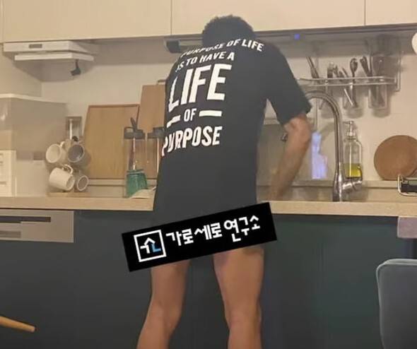 유튜브 채널 '가로세로연구소'가 김수현으로 추정되는 남성의 '하의실종' 사진을 공개했다. 유튜브 '가로세로연구소' 캡처