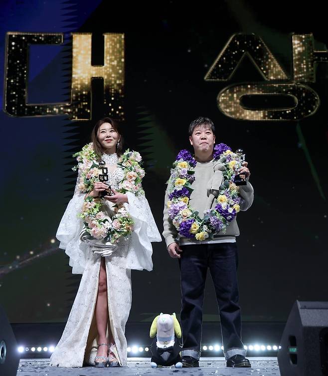 PBA 어워즈 남녀부 대상을 차지한 김가영(왼쪽)과 강동궁 [PBA 제공. 재판매 및 DB 금지]