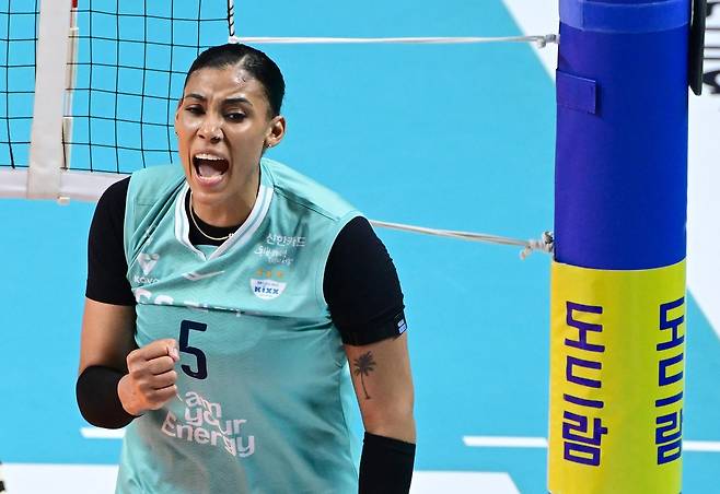 여자배구 GS칼텍스의 외국인 주포 실바 [한국배구연맹 제공. 재판매 및 DB 금지]
