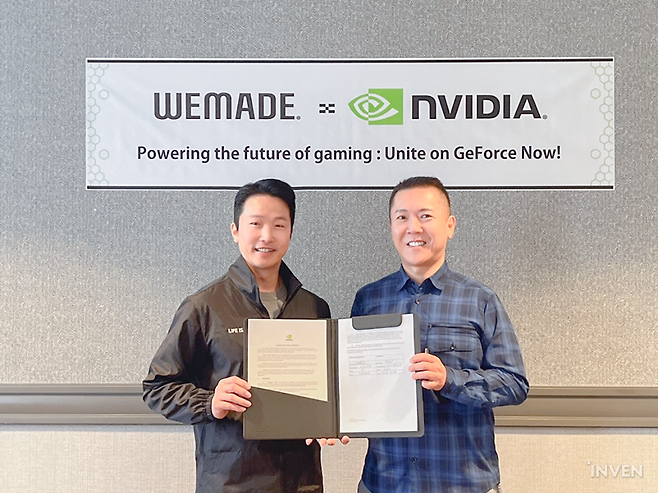 ▲ (왼쪽부터) 위메이드넥스트 박정수 대표, 엔비디아 케이타 이다 부사장