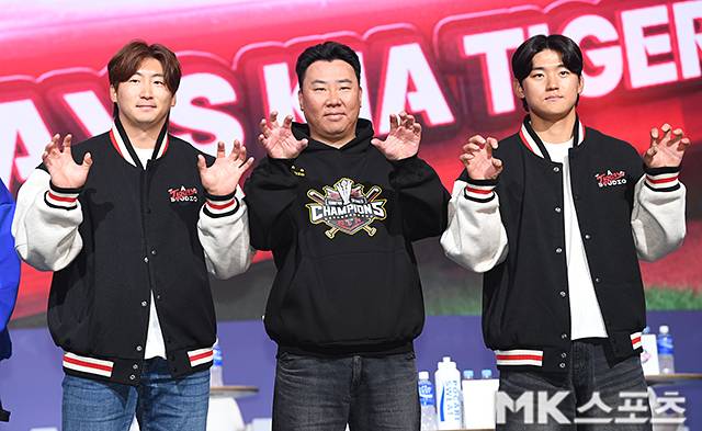 왼쪽부터 나성범과 이범호 감독, 김도영. 사진(잠실 서울)=천정환 기자