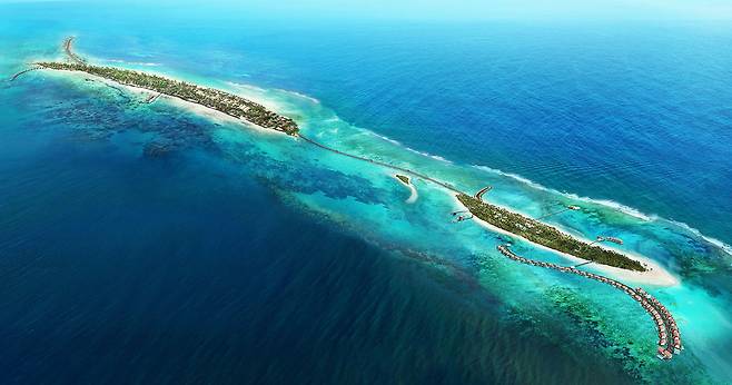 전용 다리로 연결된 디구라와 팔루마푸시 섬. 사진제공|팜투어