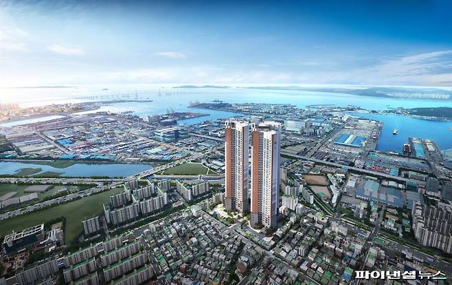 용현 우방 아이유쉘 센트럴마린 조감도. 대한토지신탁 제공