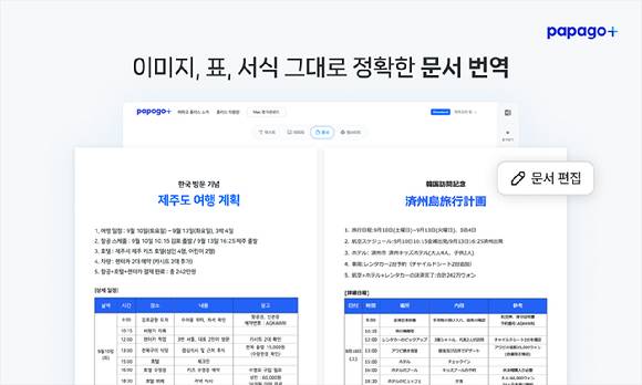 유료 구독형 인공지능(AI) 번역 '파파고플러스' 서비스 예시 화면 [사진=네이버]