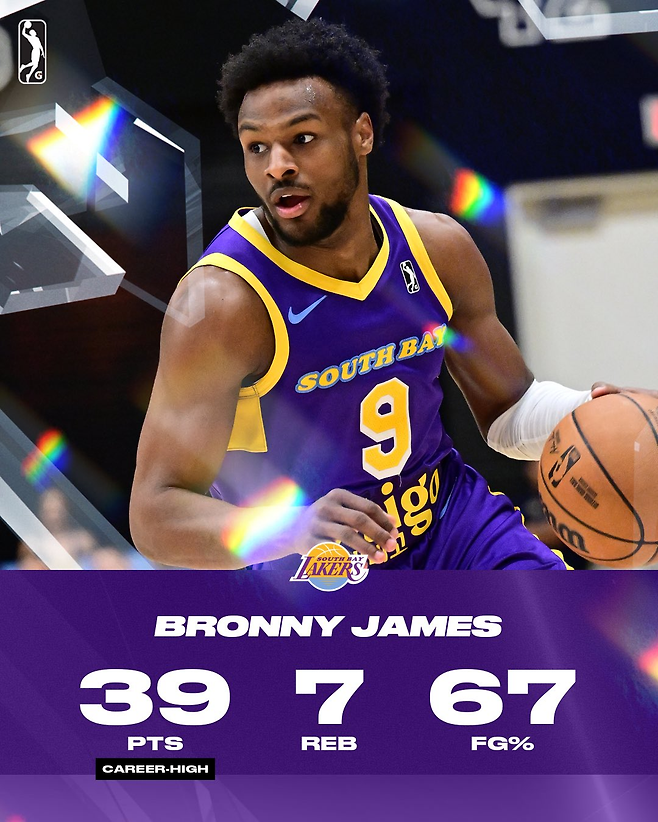 브로니 제임스. G리그 SNS