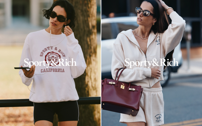 스포티앤리치의 25SS 프레피드랍 컬렉션(오른쪽)과 비벌리힐스드랍 컬렉션(왼쪽). / 사진=롯데지에프알