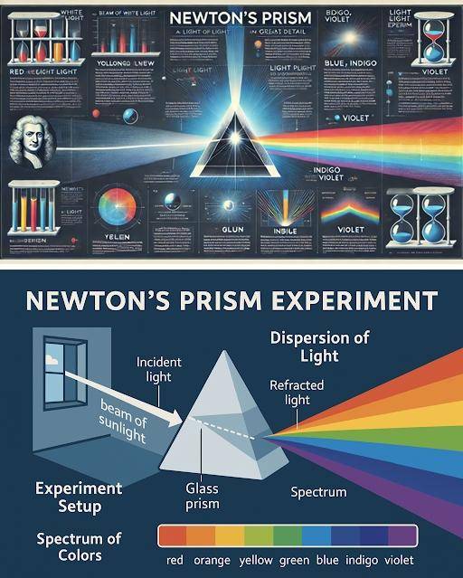 "뉴턴의 프리즘 실험을 자세히 설명하는 인포그래픽을 만들어줘"라고 달리(위 사진)와 GPT-4o 이미지 생성 모델에 주문했을 때 생성해낸 이미지. 달리의 경우 글자를 전혀 알아볼 수 없게 생성한 반면, 새 모델은 그림과 설명 모두 명료하게 표현해 냈다. 챗GPT 캡처·오픈AI 제공
